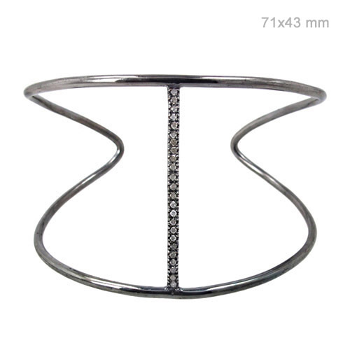 925 Sterling Silver Cuff-link Diamond Bangle