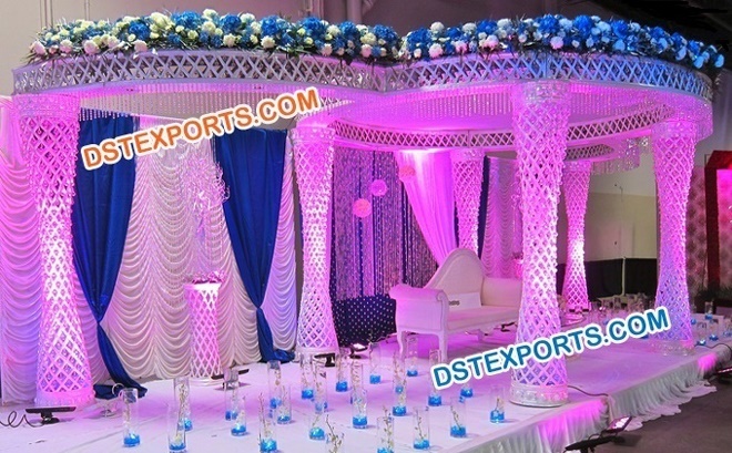 Latest Six Pillar Crystal Wedding Mandap Set