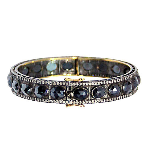 Pave Diamond Black Spinel Gemstone Bracelet