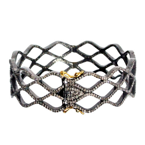 Pave Diamond Gold Fashion Bangle