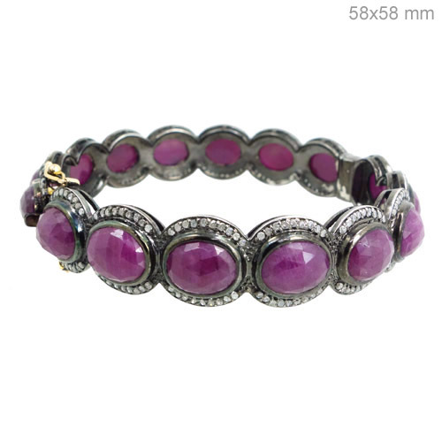Ruby Gemstone Diamond Bangle Jewelry