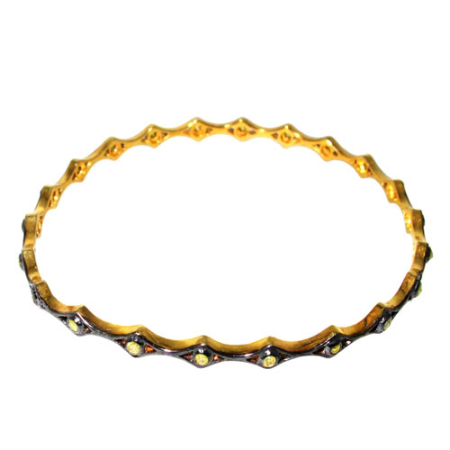 925 Sterling Silver Diamond Sleek Bangle Jewelry