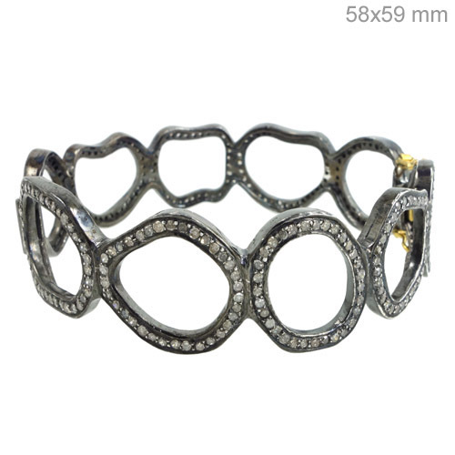 Gold Pave Diamond Bangle - 14k Gold, 58x59 mm, 3.47 CTS Diamonds | Elegant Design, Luxury Material, Perfect Gift