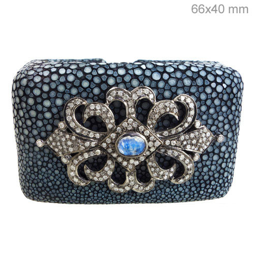 Moonstone Diamond Stingray Bracelet Jewelry - 925 Sterling Silver, 68x40 mm, 2.04 CTS Diamond, 0.92 CTS Moonstone, Handcrafted Luxury Bangle