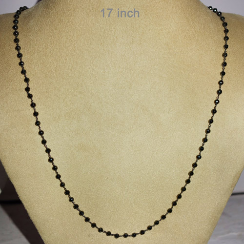 Black Spinel Beaded Silver Necklace Jewelry