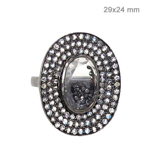 Crystal Rainbow Moonstone Silver Diamond Studded Vintage Ring