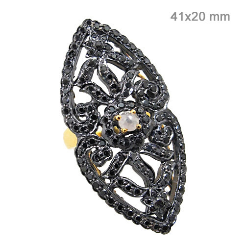 Black Diamond Silver Ring