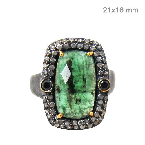 Diamond Pave Gemstone Square Shape Ring