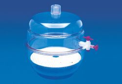 DESICCATOR (VACUUM) - Polycarbonate/Polypropylene, 200-300 mm Diameter, Manual Vacuum Valve, Transparent