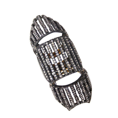 Knuckle Diamond Studded Gold Ring - 14k Gold, 2.25 CTS Diamond, Silver 17.63 GMS | Elegant Knuckle Design, Engagement, Wedding