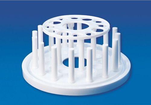 TEST TUBE STAND (ROUND) - Polypropylene, 162mm Diameter x 90mm Height, White | Corrosion Resistant, Autoclavable, Stackable, 31 Holes