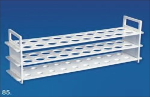 TEST TUBE STAND (3 TIER) - Polypropylene, 260x110x80 mm, White | Stackable, Portable, Non-Slip, Chemical Resistant