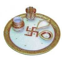 Decorative Marble Plates - Marble, Small To Large Sizes, White And Golden Color | Handmade Craftsmanship For Corporate Gifting