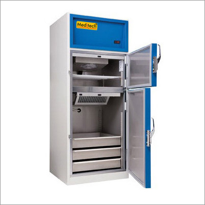 Dual Temperature Refrigerator - Stainless Steel Interior, 2000x600x600 mm, Sky Blue/White | Digital Dual Temp Display, Air Cooling, Audio Visual Alarm, CFC-Free Insulation