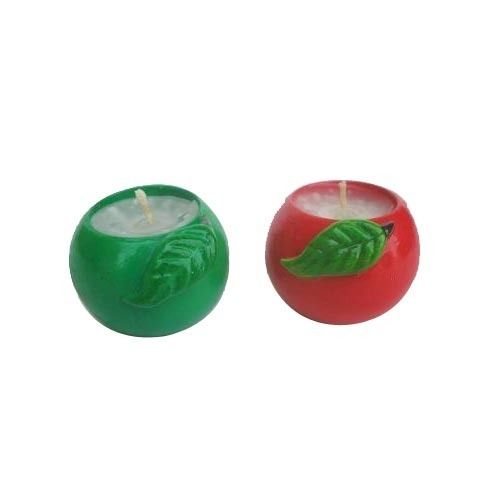 Ceramic Green Red Apple Candle