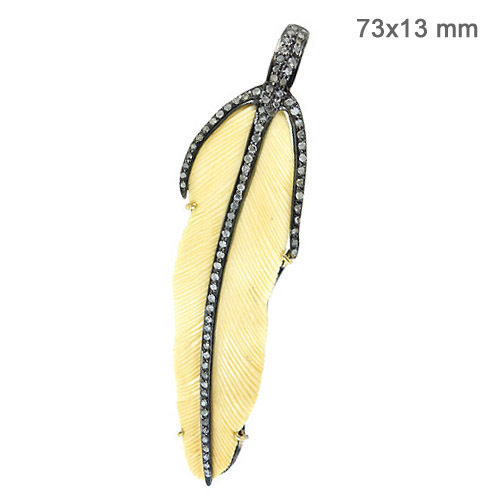 Fashion Gemstone Diamond Feather Carving Pendant