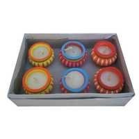 Terracotta Pot Candle - Small Round Multicolor Ceramic Tea Light Holder, Ideal For Decoration & Gift Use 