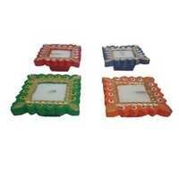 Terracotta Square Candle - Multicolor Ceramic, Small Size, Decorative Use, Ideal For Gifting | Unique Handcrafted Design & Elegant Home Accent