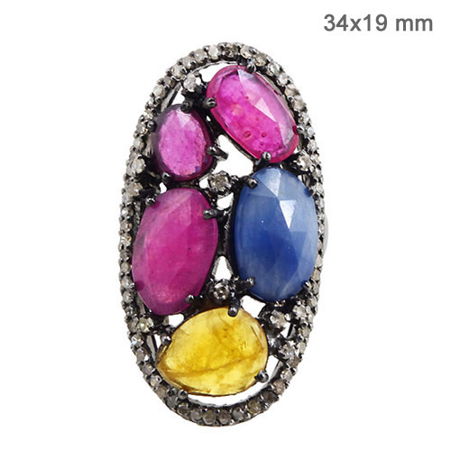 Natural Diamond Multi Sapphire Ring