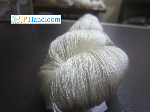 Hand Spun Silk Yarn - 100% Silk, White Color | Plain Texture for Knitting