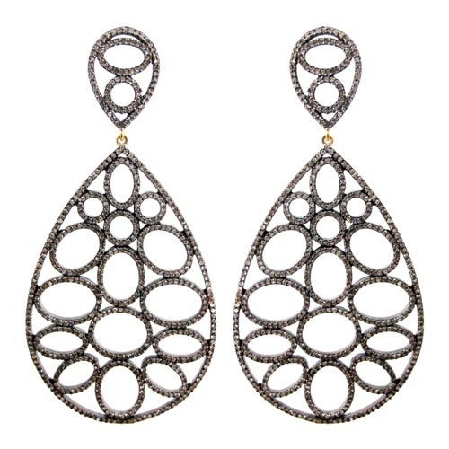 Silver Diamond Pave Wedding Earrings