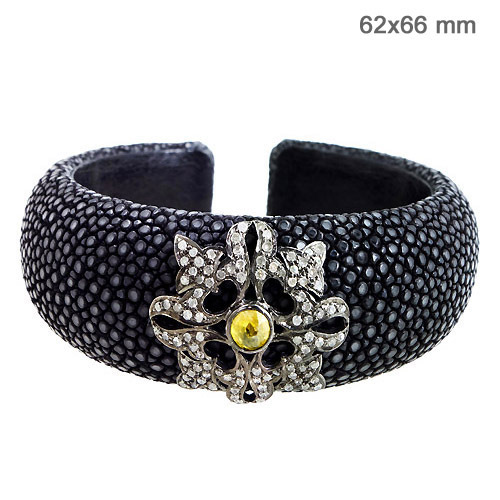 Stingray Leather Diamond Silver Bracelet