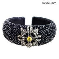 Stingray Leather Diamond Silver Bracelet