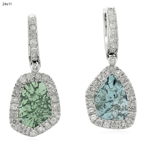 18k Gold Slice Diamond Drop Earrings