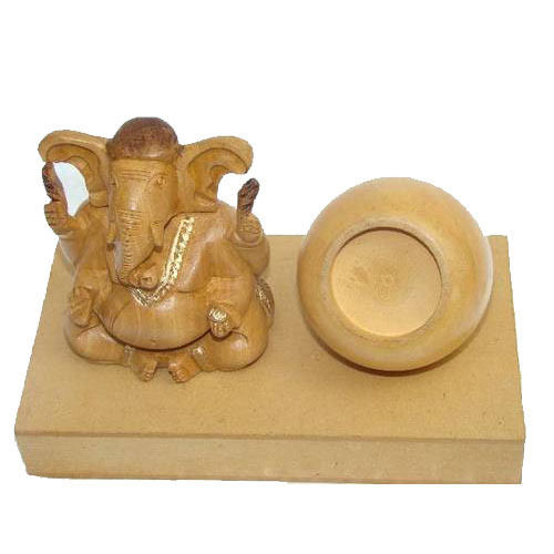 Wooden Ganesha with Pen Stand