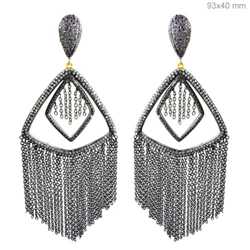 Sterling Silver Diamond Tassel Earrings