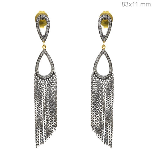 Silver Diamond Chain Chandelier Earrings