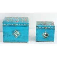 Painted Wooden Box - Teak Wood 26x22x6 Cm | Customized Floral Design, Ideal For Art & Collectibles, Birthday Gifts, Home Decoration