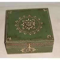 Green Wooden Painted Chest Box