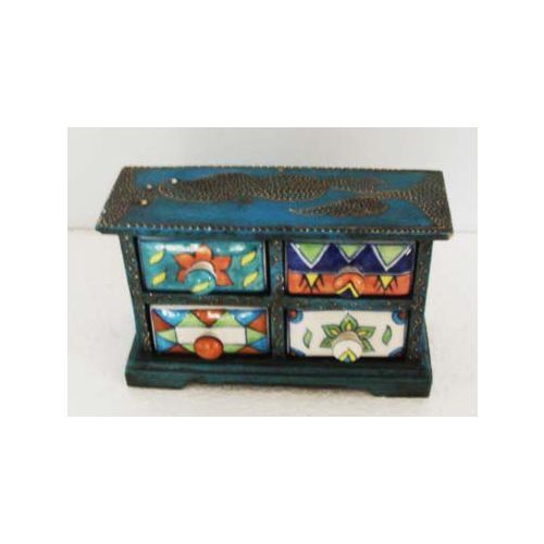 Blue And Multi Color 4 Drawer Chest Box