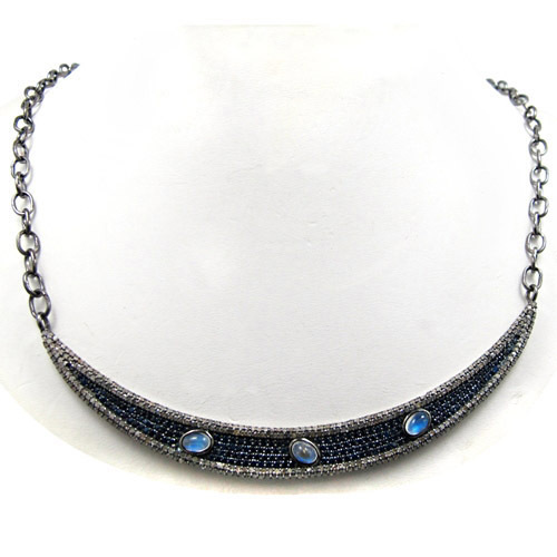 Sterling Silver Link Chain Gemstone Necklace
