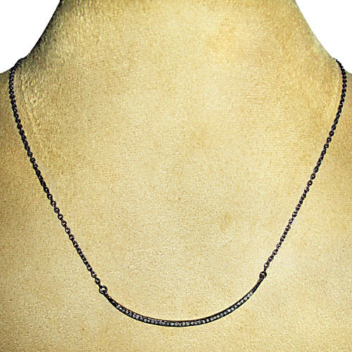 925 Sterling Silver Diamond Half Moon Necklace