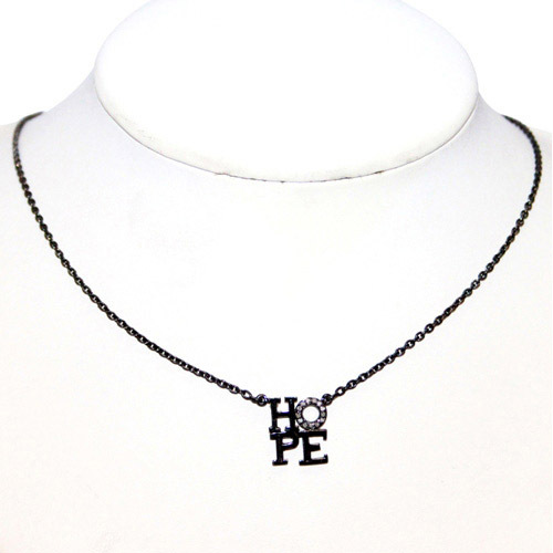 Pave Diamond Hope Silver Pendant Necklace