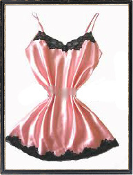 Nightwear - Silk, S-XL, 36" Length, Pink with Charcoal Grey Lace Hem | Soft Fabric, Comfortable Fit, Elegant Design, Durable Material