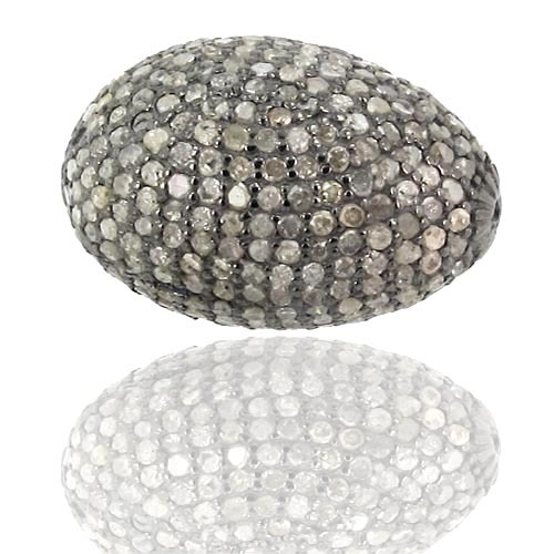 Natural Diamond Sterling Silver Bead Finding
