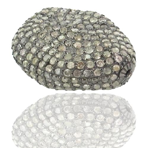 Natural Pave Diamond Silver Bead Finding
