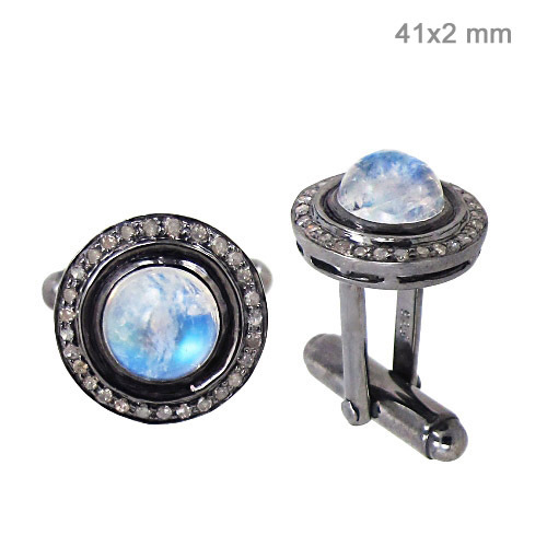 Diamond Moonstone Cufflinks