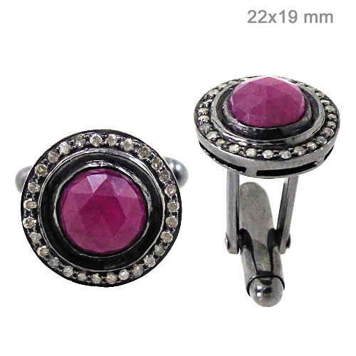 Pink Tourmaline Diamond Cufflinks Findings