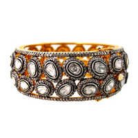 Rosecut Diamond Studded Gold Bangle