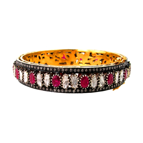 Rosecut Diamond Ruby Bangle