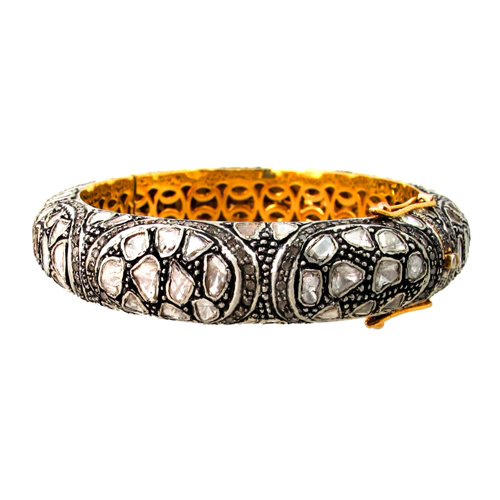 Rose cut Diamond Gold Bangle