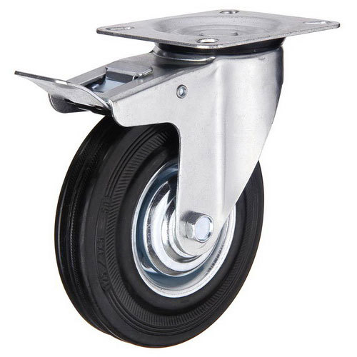 Black Rubber Castor with Top Plate break type