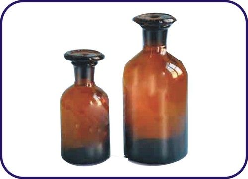 Reagent Bottle With Dust Proof Flat Stopper Narrow Mouth, Amber Colour