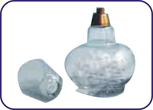 SPIRIT LAMPS WITH BRASS WICK HOLDERS - Borosilicate Glass 75x75x100 mm Transparent & Golden Max 350Â°C Spill Protection