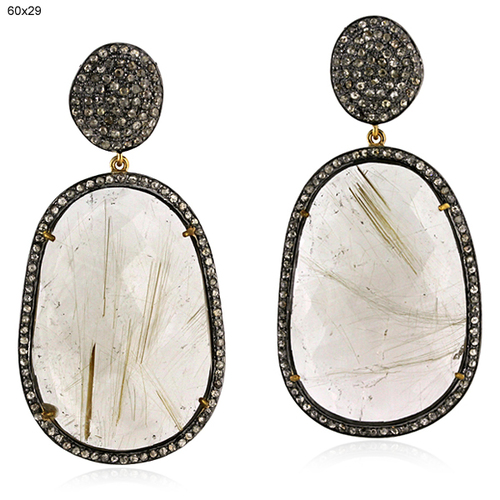 Rutilated Quartz Oval Earrings 