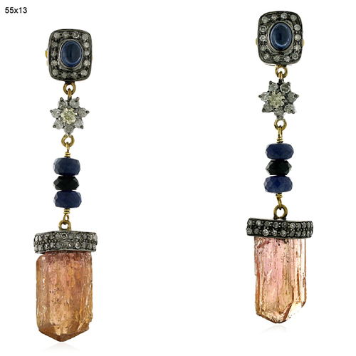 Diamond Dangle Imperial Topaz Earrings 